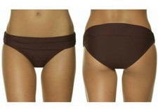 Brown Bikini Briefs XL 16 18 Slimming Tummy Control Swim Bottoms Foldover Waist