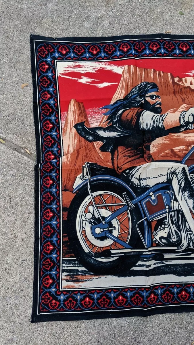 Vintage David Mann “Ghost Rider” ORIGINAL Felt Tapestry Harley Easy Rider 34x53