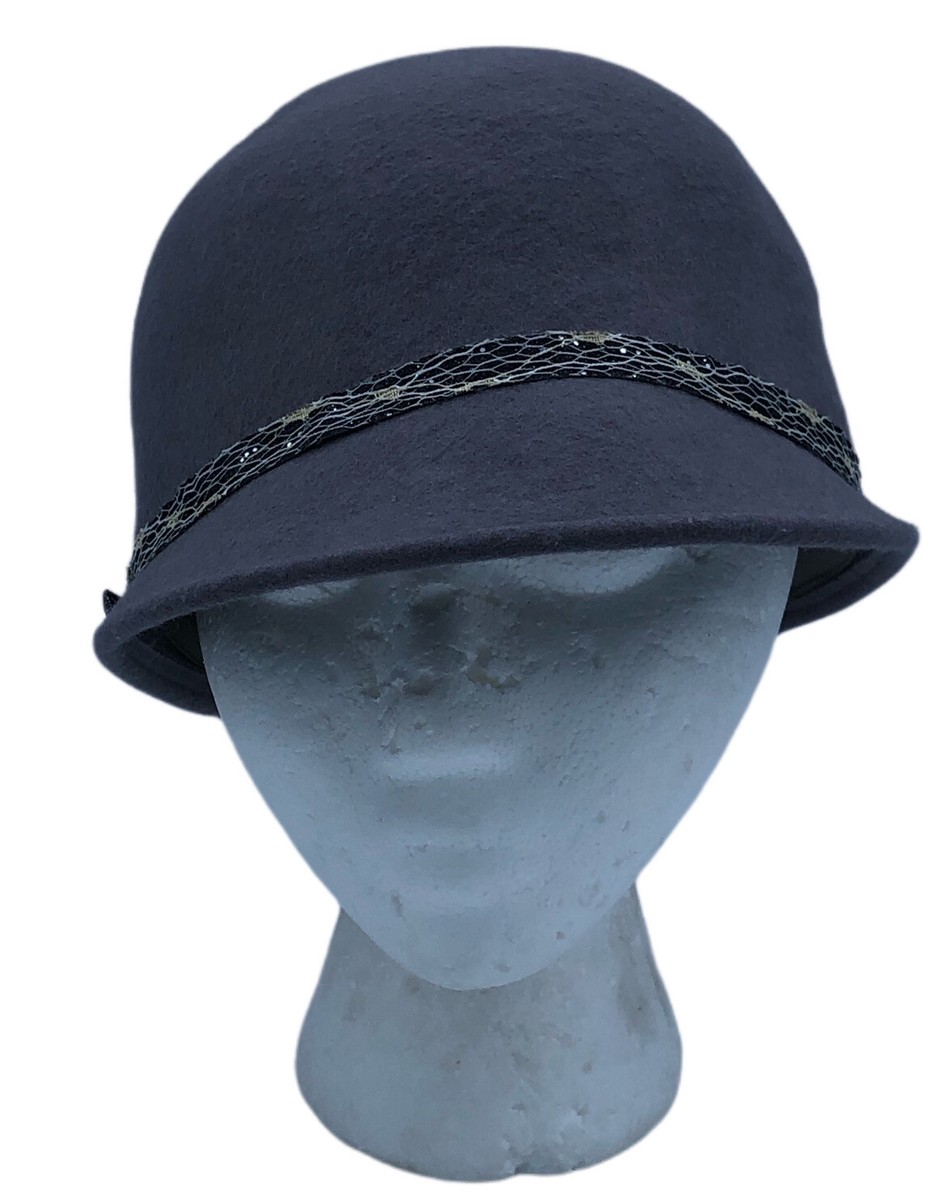 Ladies Badgley Mischka Black Wool Designer Retro Hat with  display picture 3