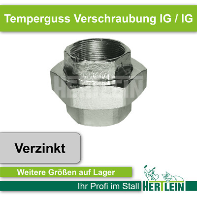 Temperguss Muffe Verzinkt 1 Zoll - Mit Rechts- Und Linksgewinde Für Rohrverbindungen