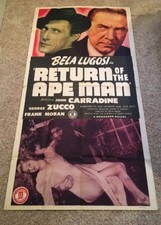 RETURN OF THE APE MAN Movie Poster Bela Lugosi - Carradine  *Hollywood Posters*