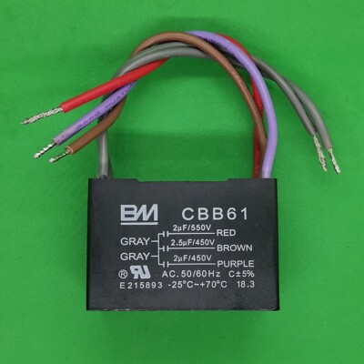 1pc CBB61 2uF+2.5uF+2uF 550V/450V AC 5 wire BM Capacitor for Ceiling Fan Motor