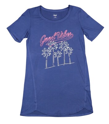 Jenni Intimates Palm Trees Good Vibes Women's Sleepshirt Top M NWT Blue