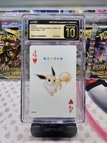 POP 5 CGC 10 Eevee 133 Poker Card Pokemon Japanese Silver 4 of Hearts PSA