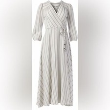 Calvin Klein Faux Wrap Dress with Elbow Puff Sleeve