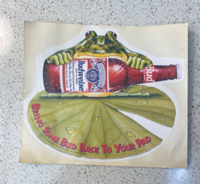 Vintage '95 Budweiser Frogs ''Bring Some Bud To Your Pad'' Static Window Cling New