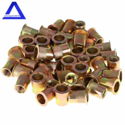 #ad #ad 50Pcs 3 8 16 Rivet Nut Rivnut Insert Nutsert Carbon Steel Zinc Plated $9.39