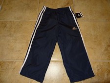 BOYS SIZE 4 ADIDAS NAVY BLUE WIND PANTS  NWT  100 POLYESTER MESH LINED 