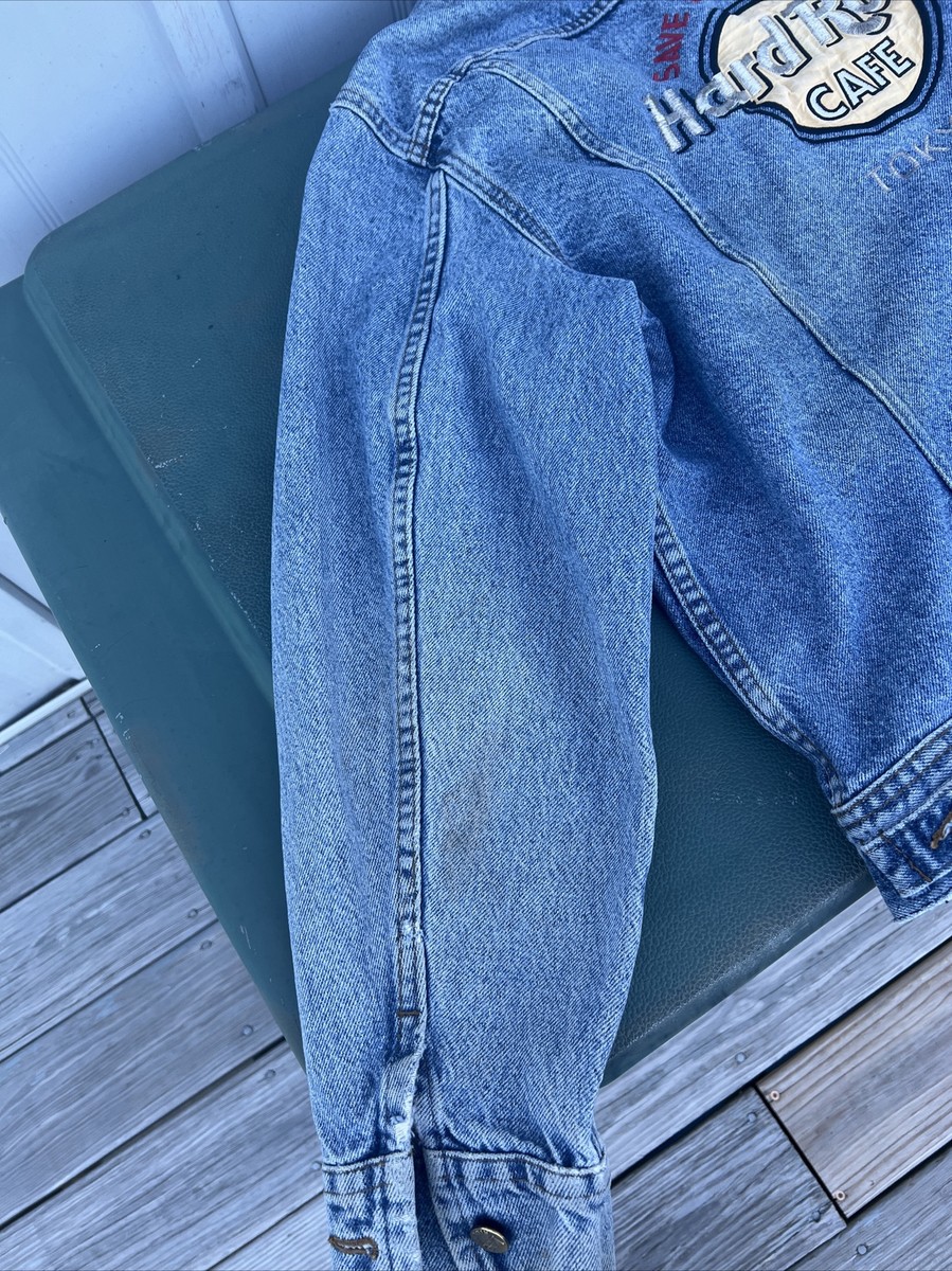 Vintage Hard Rock Cafe Denim Jacket TOKYO 90s Embroidered Premium