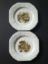 2 Lord Nelson Pottery English Village Scene 8 1/2" Octagon shape Decorative