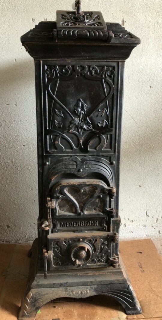 Antique Iron Stove, Black, Victorian Era, Circa 1910, German