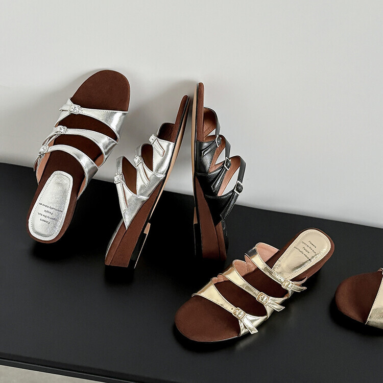 PANTOFOLA D’ORO Sandali punta aperta ciabatte estive donna zeppa tacco medio slingback scarpe mocassini