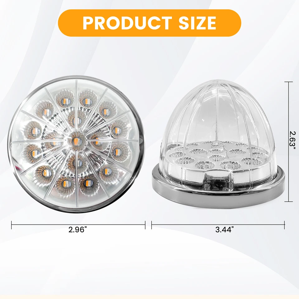 2 шт. двойных революционных указателей поворота 17 светодиодов 17 светодиодов желтые арбузные лампы для грузовика - Изображение 2 из 4