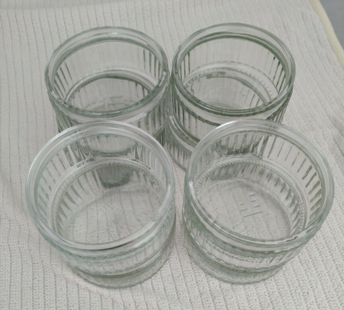 6 x Glass Ridged Ramekin Serving Dish Dessert Pot Candle Display Craft ...
