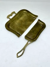 2 x Vintage Solid Brass Crumb Catchers Table Silent Butler Tea Party Clean Up