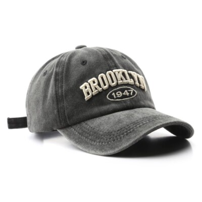 Casquette De Baseball Vintage Brodée 'Brooklyn' - Coton Délavé - Taille Réglable - Neuf Avec étiquette