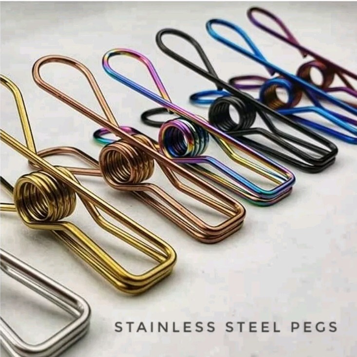 20 Coloured 316 Marine Stainless Steel Clothes Pegs - GOLD BLUE PURPLE BLACK ..