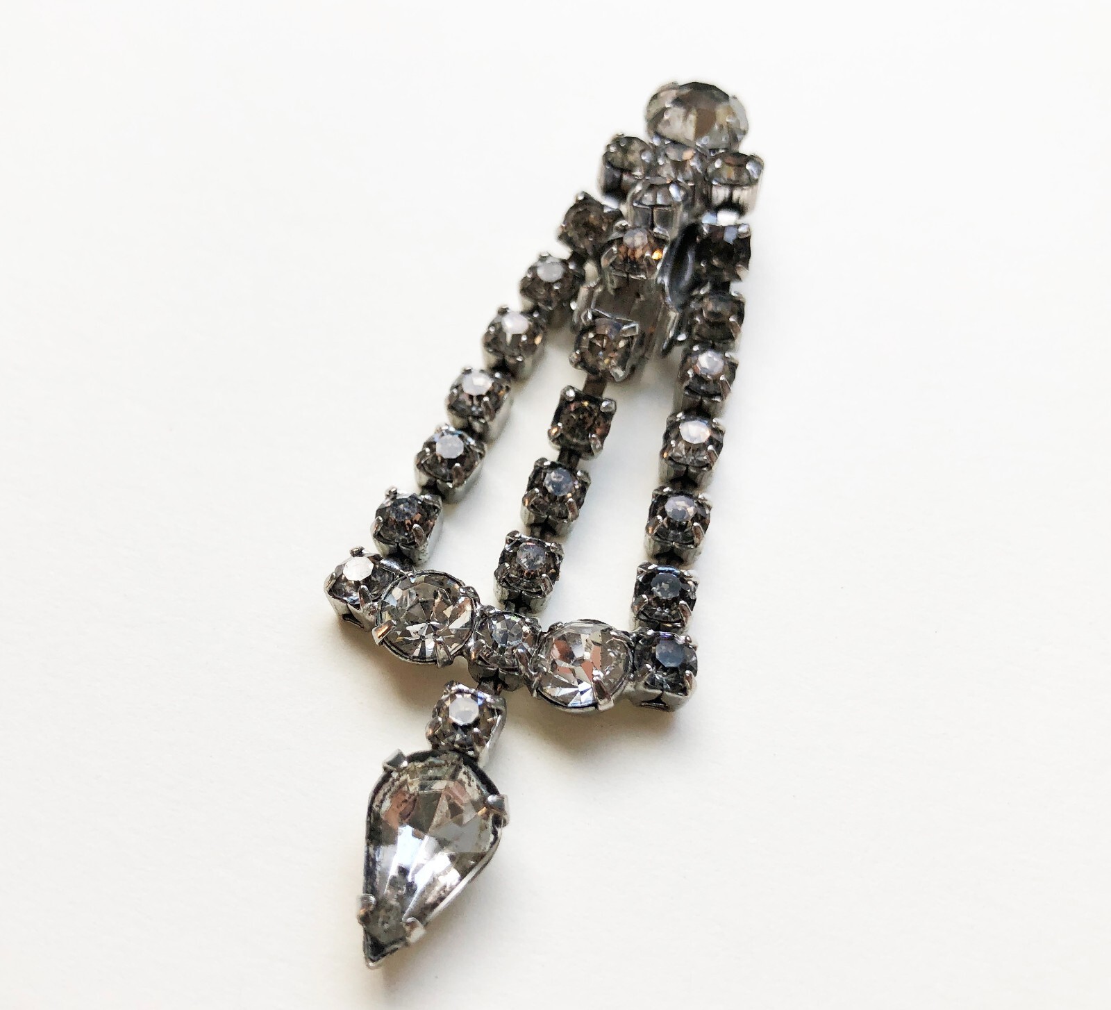 Statement single earring clip on, clear rhineston… - image 9