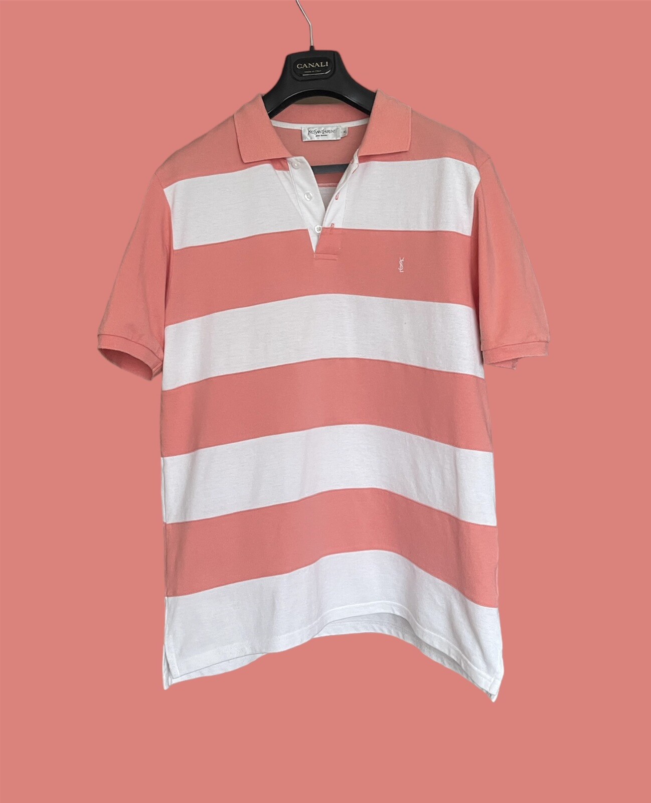 Polo a righe con logo Yves Saint Laurent Paris YSL