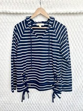 Michael Kors Navy and White Striped Hoodie Size Medium