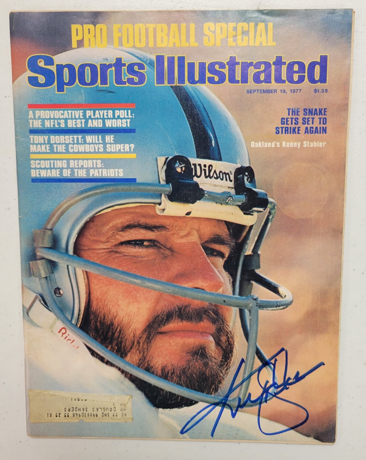 Ken Stabler Autographed Signed Oakland Raiders Sports Illustrated 9/19/77 Beckett Auto Raiders Alabama 