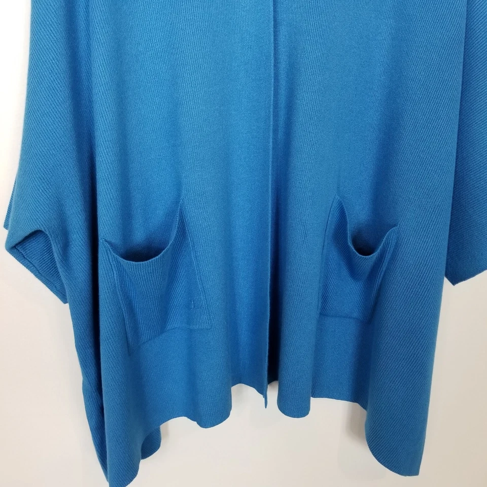 Suéter Cárdigan Ulla Popken Mujer Un Botón Talla 24/26 Azul Bolsillos Lagenlook Foto 3 de 4