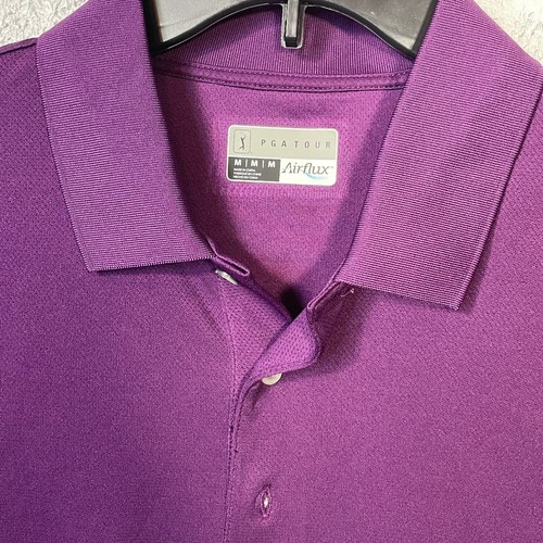 Camisa polo de golf PGA Tour Airflux de malla lisa SS - Grape Royale mediana - Imagen 6 de 8