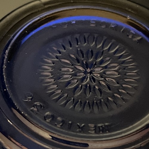 2 -Vintage Forte Crisa Mexico Cobalt Blue Textured Glass Sunflower Cup & Saucer - Picture 4 of 8