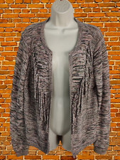 WOMENS M&S SIZE UK 12-14 PINK MIX OPEN TASSLE FRINGE CARDIGAN JUMPER TOP CASUAL