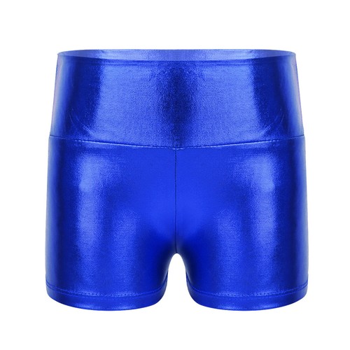 US Girls Shiny Metallic High Waist Dance Shorts Ballet Gymnastic Active Workout - Picture 7 of 21