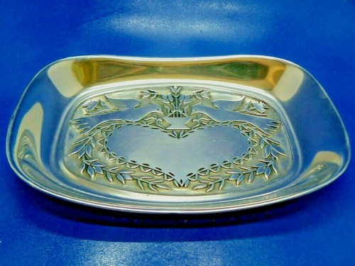 The Wilton Co. Armetale Bread Tray Dish Doves & Heart USA 9.5" X 6.5"  - Bild 1 von 6