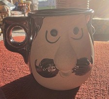 Vintage Spencer Gifts 1977 Coffee Mug Shaving Cup Mustache Pottery Kitsch