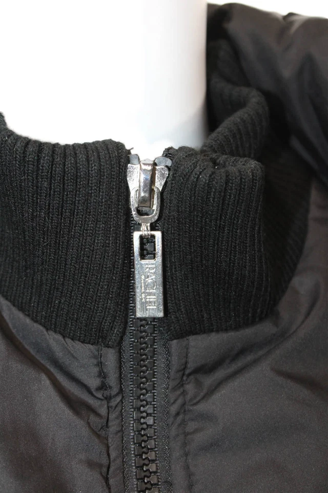 Chaqueta con Capucha Rachel Rachel Roy Mujer Doble Frontal Cremallera Piel Sintética Negra Pequeña Foto 4 de 4