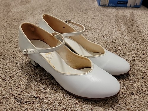 Vintage Chorus Line White Leather Shoes Character Dance Shoes 6.5 7 (7.5 N)