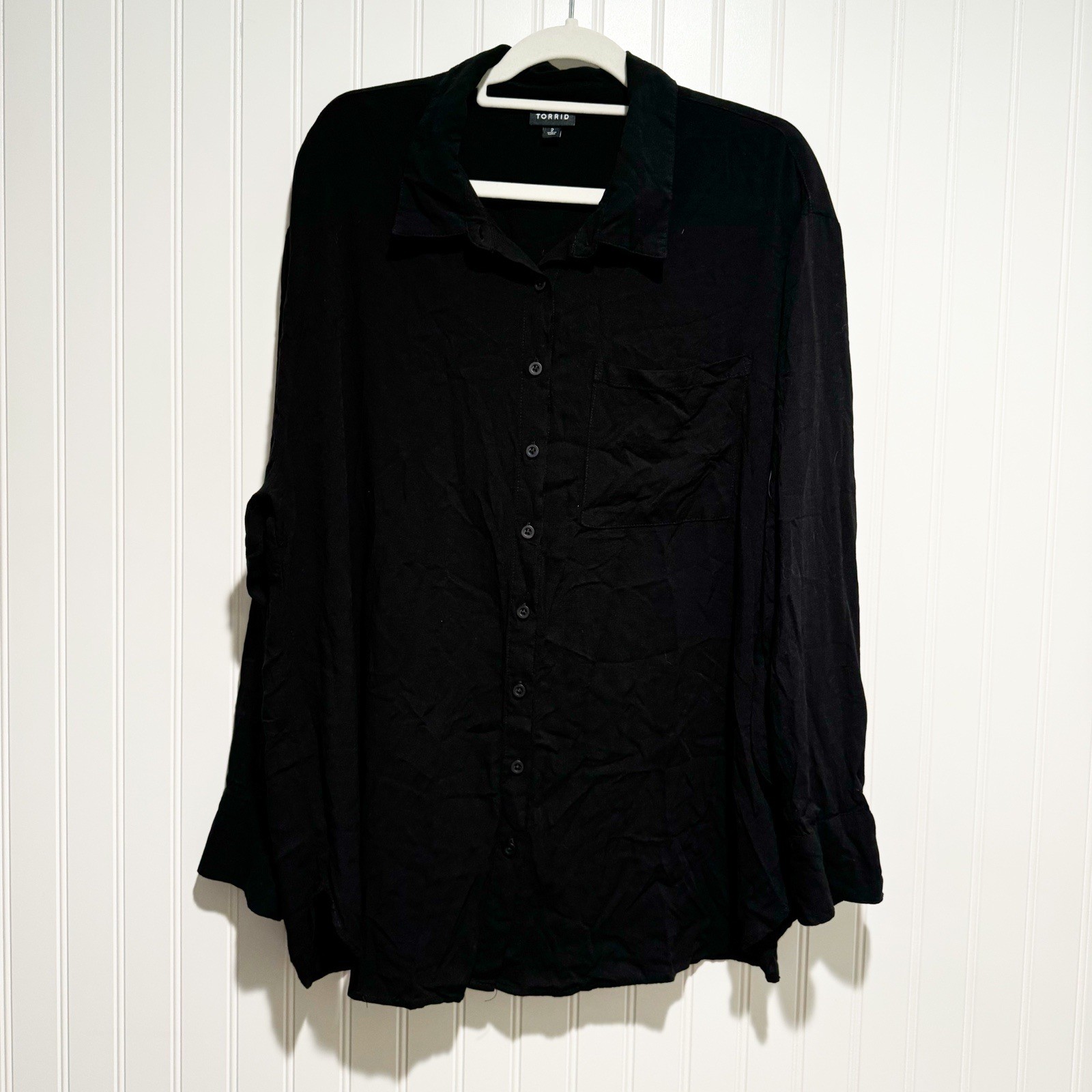 Torrid Black Drop Shoulder Button Front Shirt Plu… - image 2