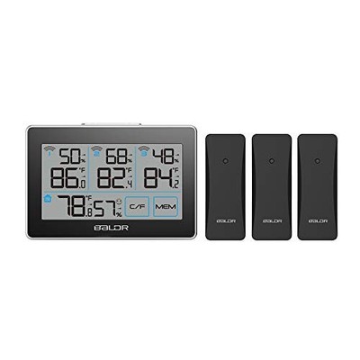 BALDR Wireless Weather Station with 3 Sensors Touch Sreen Humidity Temperature