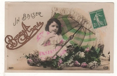 CPA FANTAISIE : BONNE ANNÉE (En Relief) - ÉCRITE - Enfant - Photo 1/4