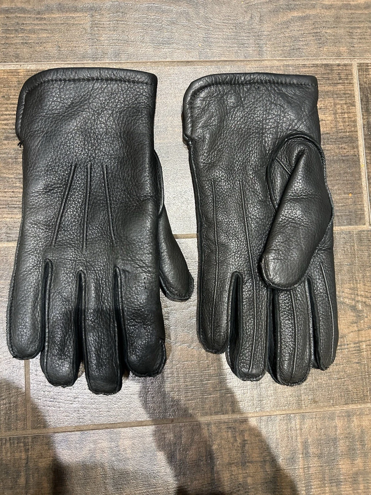 LL Bean Deerskin black Leather Gloves Lined Warm Material Of USA ORIGIN Sz large