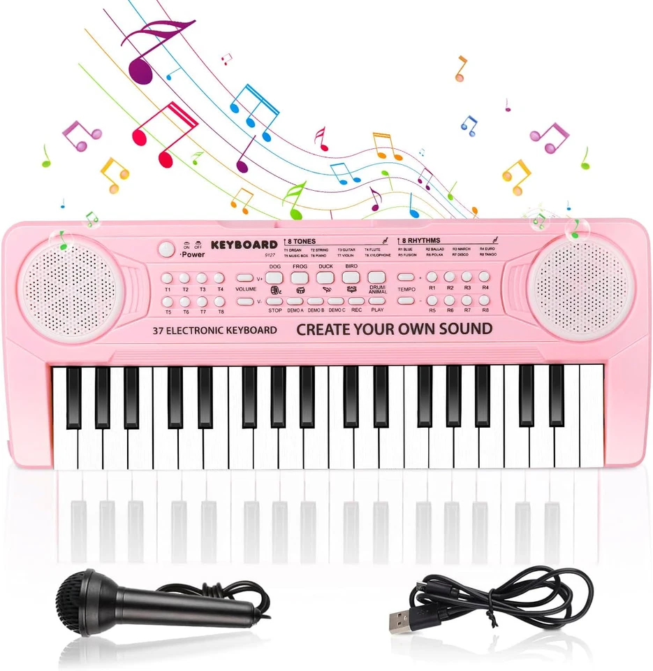36 MONTHS - 12 YEARS Shayson Keyboard Piano for Kids 37 Keys Music Piano with Microphone Portable To