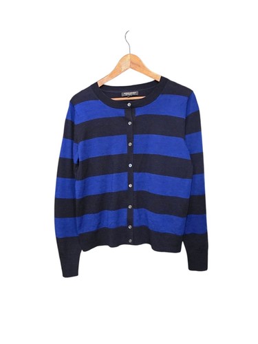 Cárdigan suéter Banana Republic para mujer de lana merino azul marino a rayas M - Imagen 5 de 10