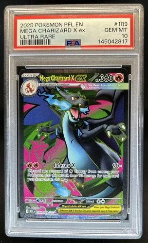 2025 Pokemon Phantasmal Flames Mega Charizard X ex Ultra Rare #109/094 PSA 10