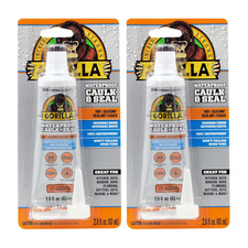 Gorilla 100 Silicone Caulk, Waterproof Sealant, 2.8Oz Squeeze Tube Pack of 2 