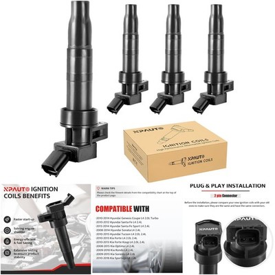 Ignition Coils Pack of 4 Hyundai Sonata, Kia Optima, Santa Fe Sport, Tucson