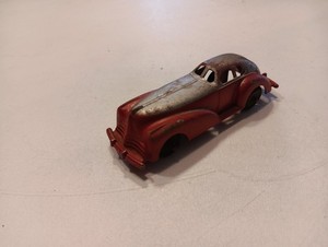 Vintage 1930s, Manoil Diecast Stretched Coupe, #707, Toy Car, Red/Silver