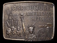 LH05165 GREAT 1970s  AGRICULTURE- AMERICA'S LIFELINE  FARMING BELT BUCKLE