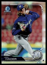 Josh Hader Brewers 2019 Bowman Chrome Refractor #'d 134/499 #33