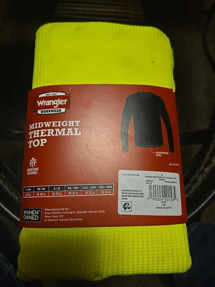 Wrangler Hombre Térmico Peso Medio Top Seguridad Amarillo Ropa de Trabajo Talla M (38-40") NUEVO Foto 2 de 3