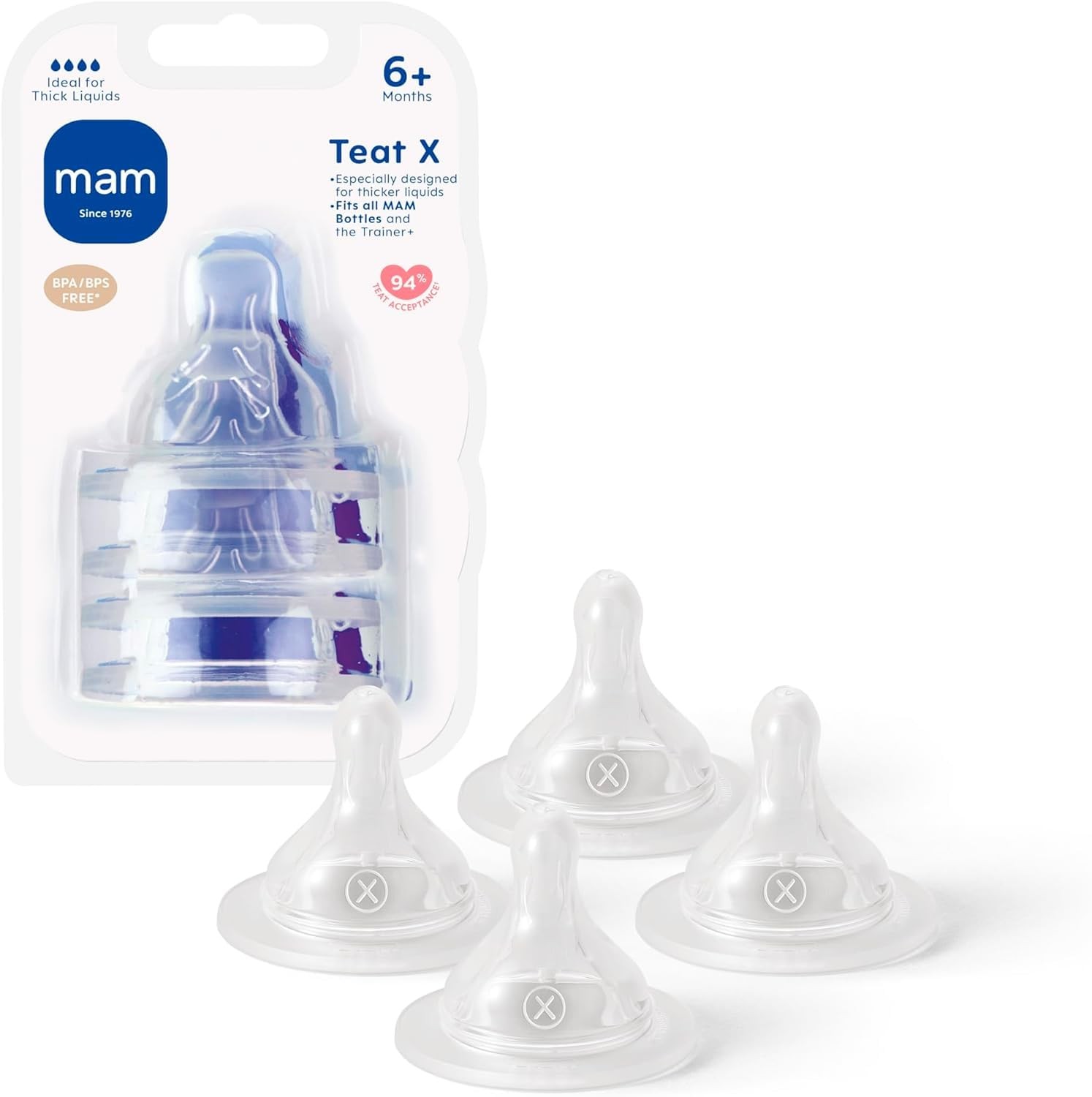 Mam Cross-Cut Teats, Suitable For 6+ Months, Bottle Teats With Skinsoft Silicone, Fits All Baby Bottles, Baby Feeding Essentials, Pack Of 4 - Image 3