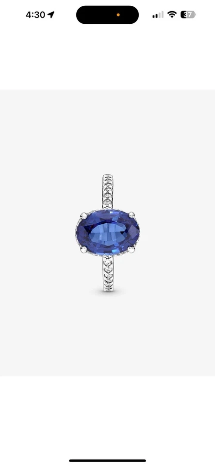 Anillo de plata esterlina GENUINO PANDORA azul brillante 'como zafiro' Foto 3 de 4