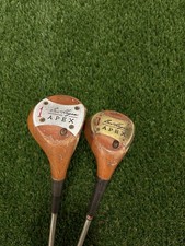 Vintage Ben Hogan Apex Persimmon Wood Set Driver 3 Wood Apex 4 Flex Steel RH